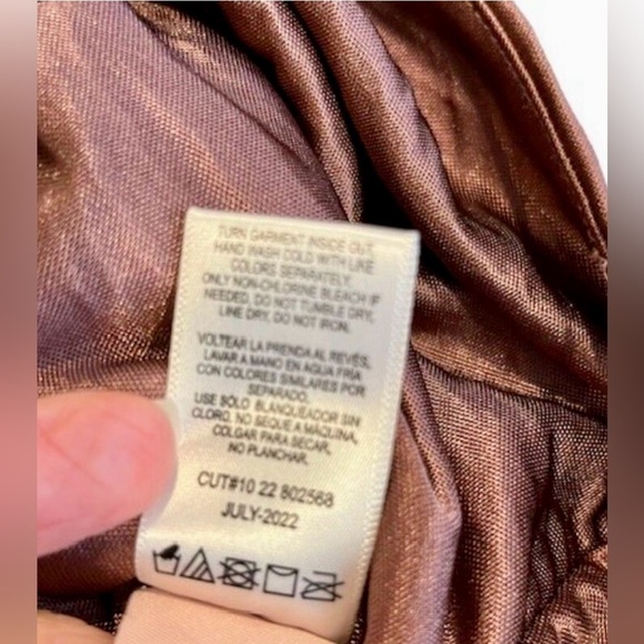 LOUNA🍒SMALL 🍒RICH BRONZE BROWN RUCHED LONG SLEEVED PARTY EVENT DRESS 🍒 - Picture 10 of 16